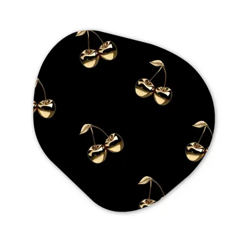 Patroon - Kersen - Goud - Chrome Wandcirkel Organisch Plexiglas middel -3d