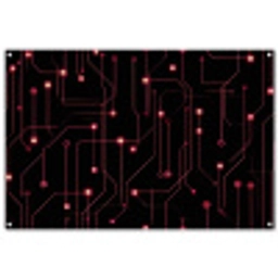 Gaming - Lijnen - Netwerk - Stippen - Rood tuinposter los doek groot -3d