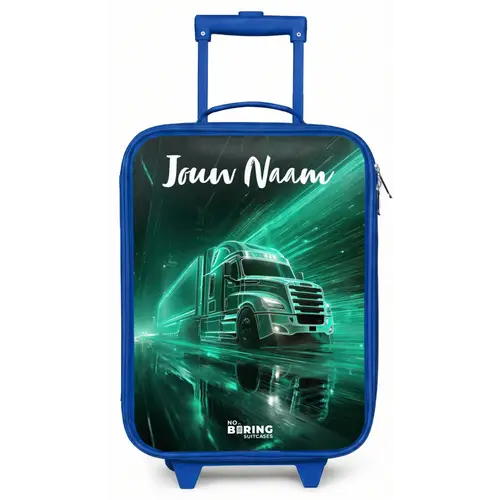 Vrachtwagen - Stad - Groen - Neon Kinderkoffer - Blauw klein -zz3dotto