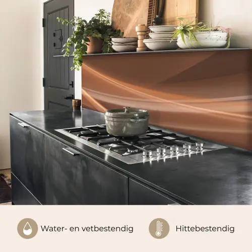 Golven - Abstract - Bruin keuken achterwand 2 middel -usp_NL