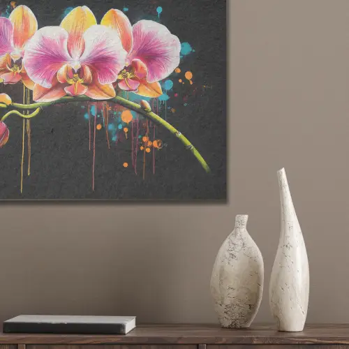 Orchidee - Graffiti - Kleurrijk - Bloemen - Abstract PET vilt klein -sfeer6_closeup
