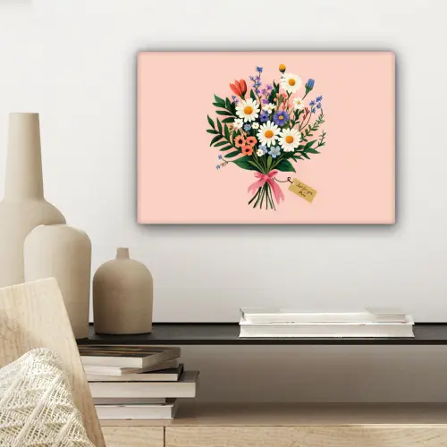 Margrieten - Boeket - Strikje - Roze canvas 2cm klein -sfeer6