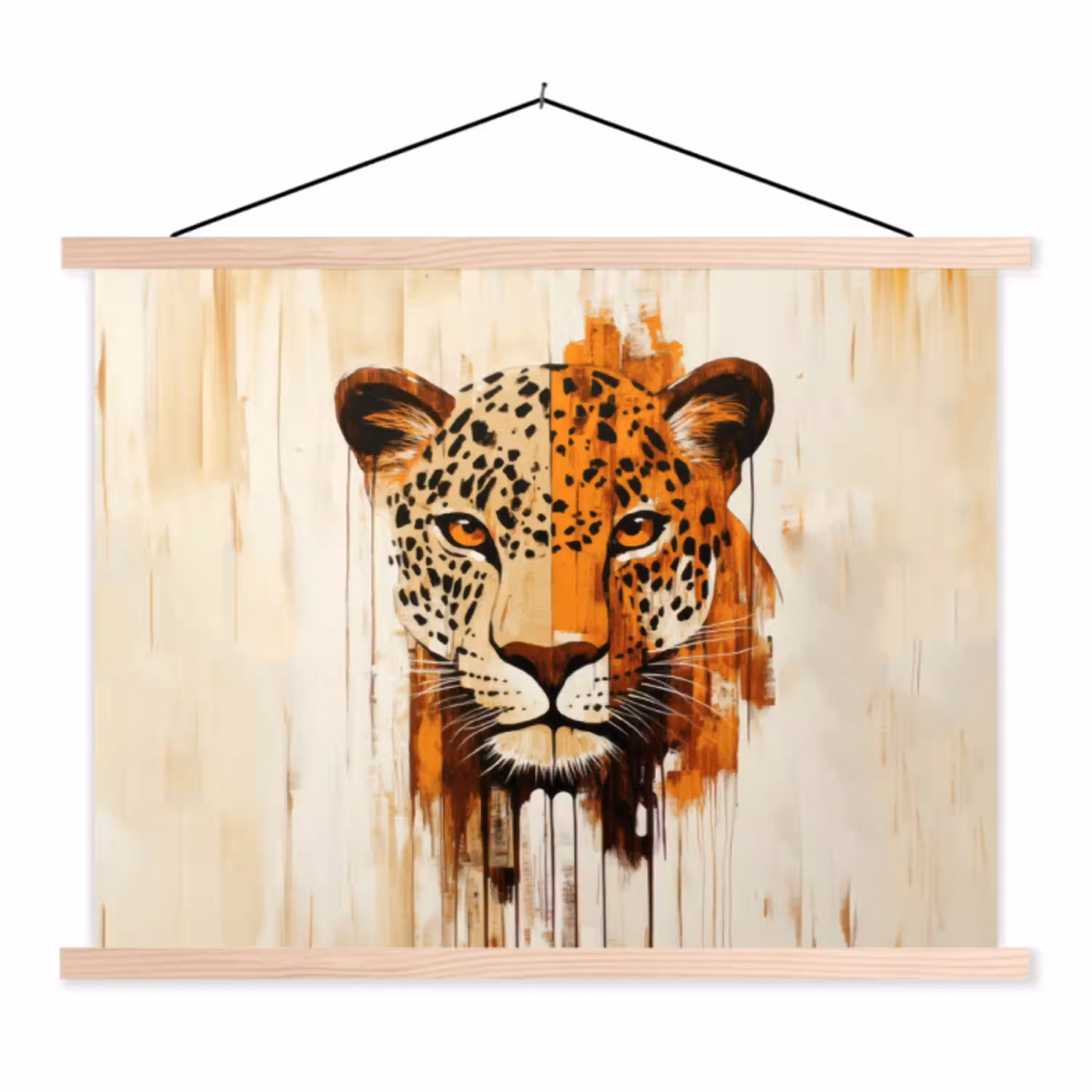 Luipaard - Symmetrisch - Strepen textielposter latten blank klein -3d