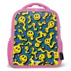 Smiley - Blauw - Geel Kinderrugzak - Roze middel -3d