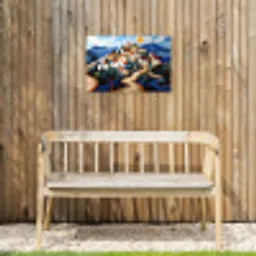 Dorp - Heuvelachtig - Zon - Mozaïek Tuinposter op houten frame 2 cm dik klein -sfeer4
