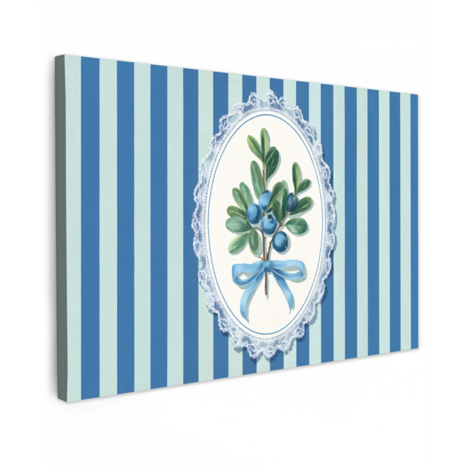 Illustratie - Bessen - Blauw - Strepen Tuinposter op houten frame 2 cm dik klein -3d