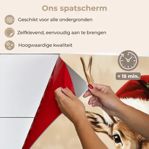 Kerst - Hert - Gewei - Rood keuken achterwand spatscherm klein -spatscherm_NL