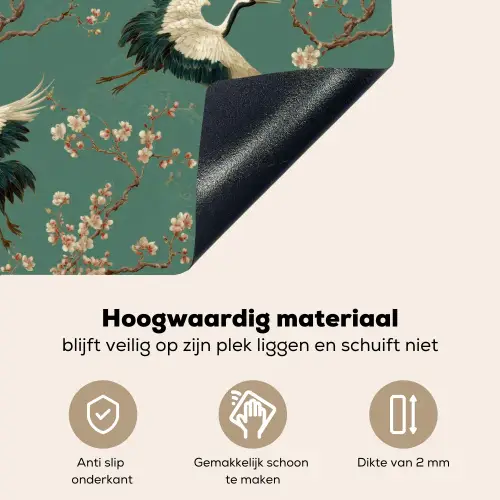 Kersenbloesem - Kraamvogels - Groen Inductie beschemer met haakjes klein 777 -ky-onderkant-nl