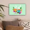 Thee - Illustratie - Kopjes - Bloemen canvas 2cm klein -sfeer1