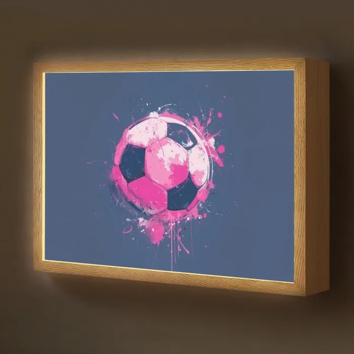 Abstract - Voetbal - Spatten - Roze Light Box met batterij (Wandlamp kind) middel -z3d_website
