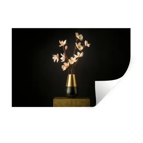 Sierlijk - Boeket - Goud - Vaas Muursticker klein -3d