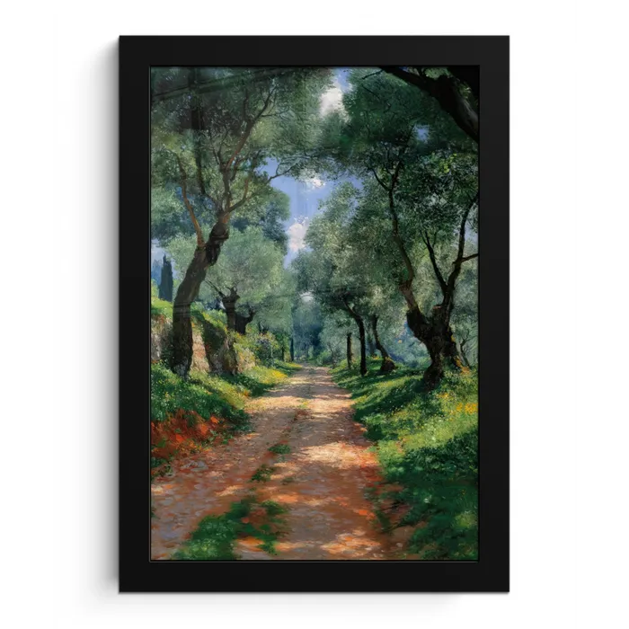 Pad - Bomen - Schaduw - fotolijst zwart zonder passe partout klein -3d