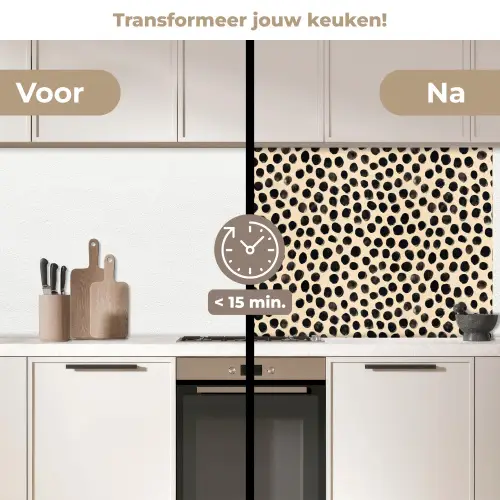 Stippen - Patroon - Zwart keuken achterwand 2 middel 871 -voor-na2_NL