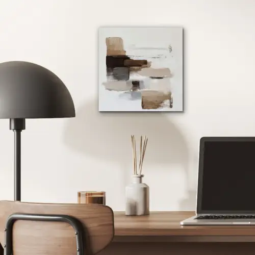 Penseelstreken - Balans - Beige - Bruin aluminium wit klein -sfeer5