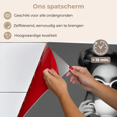 Vrouw - Koffie - Zwart - Wit keuken achterwand spatscherm klein -spatscherm_NL
