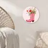 Cowboylaarzen - Roze - Boeket - Bloemen Wandcirkel kunststof plaat 5mm dik klein -sfeer5