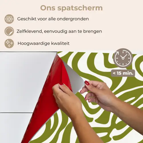 Lijnpatroon - Groen - Organisch keuken achterwand spatscherm klein 900 -spatscherm_NL