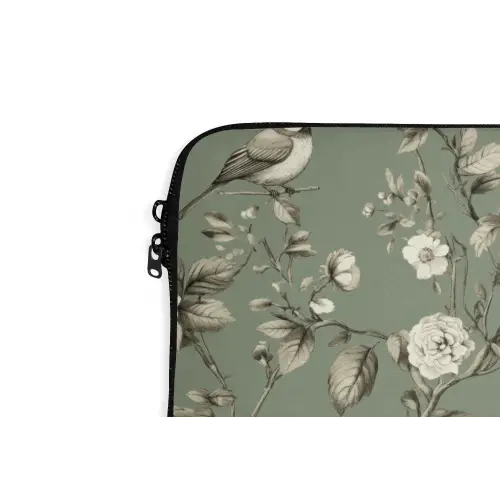 Botanisch - Vogels - Groen laptophoes neopreen klein 279 -detail