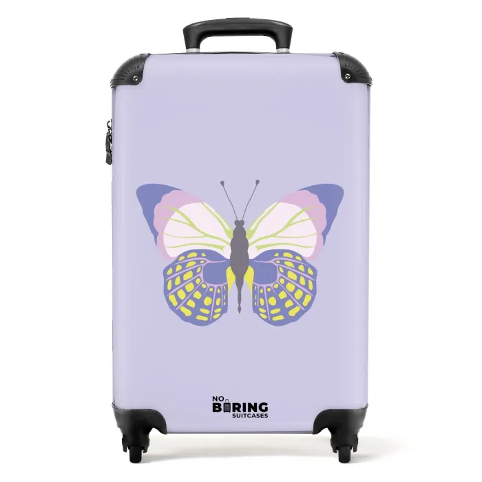 Summer memories - Vlinder op lila achtergrond NBS - Handbagage koffer - Kinderen Unisex middel -productfoto_recht