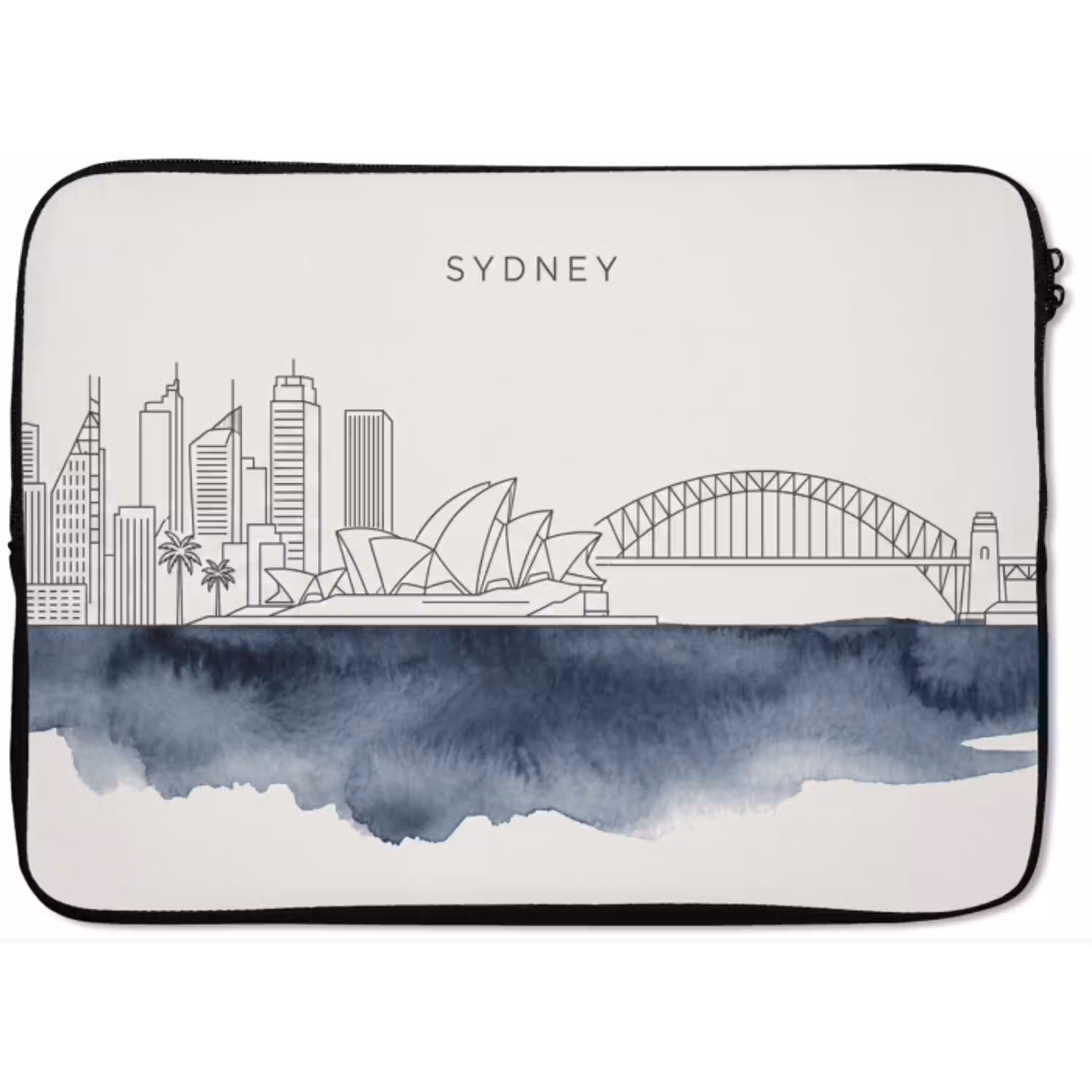 Stad - Skyline - Architectuur - Minimalistisch - Blauw laptophoes neopreen klein -zkaufland3dotto