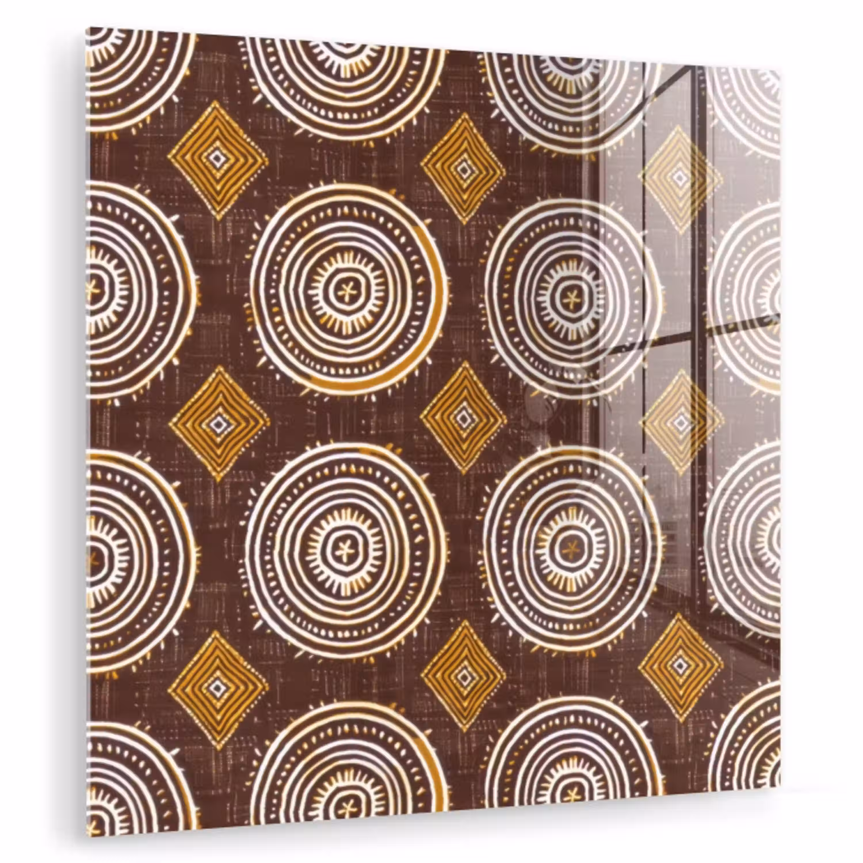 Chocoladebruin - Etnisch - Tribaal - Cirkels - Patroon plexiglas 5mm klein 11 -zzzproduct_nieuw