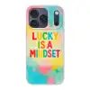 Quote - Lucky - Regenboogkleuren Telefoonhoesje iPhone 17 Pro klein -3d