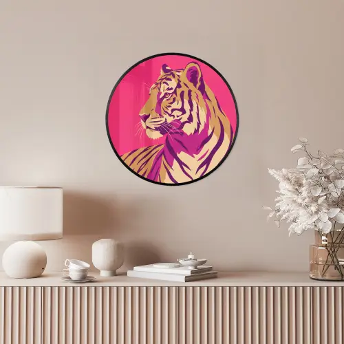 Tijger - Modern - Neon Fotolijst rond zonder passe partout klein -sfeer3