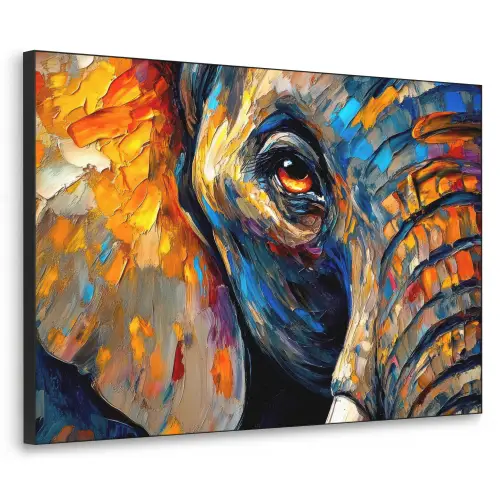 Olifant - Kunst - Dieren Textielframe zwart klein -3d