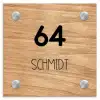 Licht hout - Modern Naambord Vierkant klein -3d