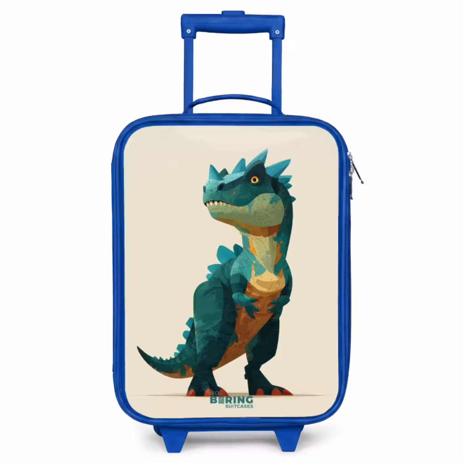Kinderkoffer - Blauw - Gehoornde dino met scherpe blik