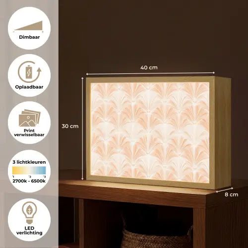 Waaier - Patroon - Perzik Light Box met batterij (Wandlamp) middel 907 -USP_websiteoverzichtNL