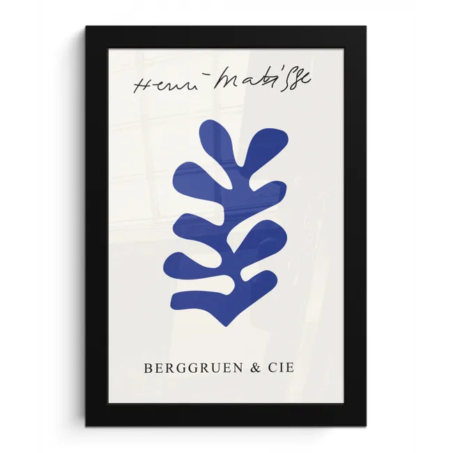 Abstract - Blauw - Kunst - Matisse fotolijst zwart zonder passe partout klein -3d