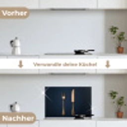 Bestek - Donkerblauw - Goud keuken achterwand spatscherm klein -voor_na_DE