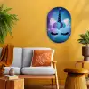 Eenhoorn - Sterren - Magisch - Blauw Wandcirkel Ovaal Forex klein -sfeer4