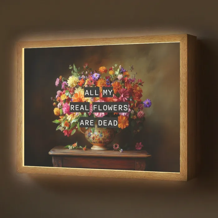 Kleur - Bloemen - Vintage - Bloemenvaas Light Box met batterij (Wandlamp) middel -z3d_website