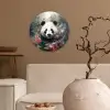Panda - Wilde dieren - Bloemen - Natuur Wandcirkel kunststof plaat 5mm dik klein -sfeer1
