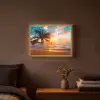 Palm - Zonsondergang - Horizon - Strand - Zee - Tropisch Light Box met batterij (Wandlamp) middel -sfeer4