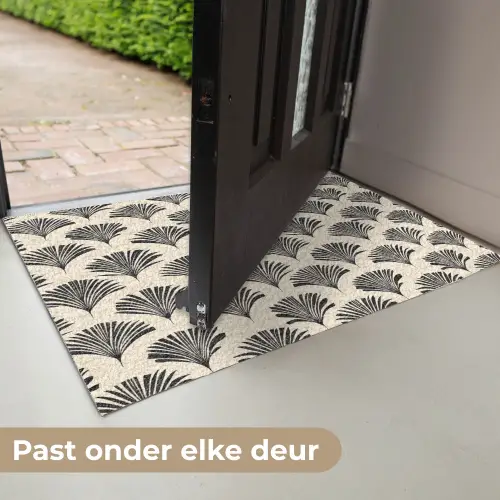 Waaiers - Botanisch - Zwart - Beige Deurmat klein 898 -USP_NL