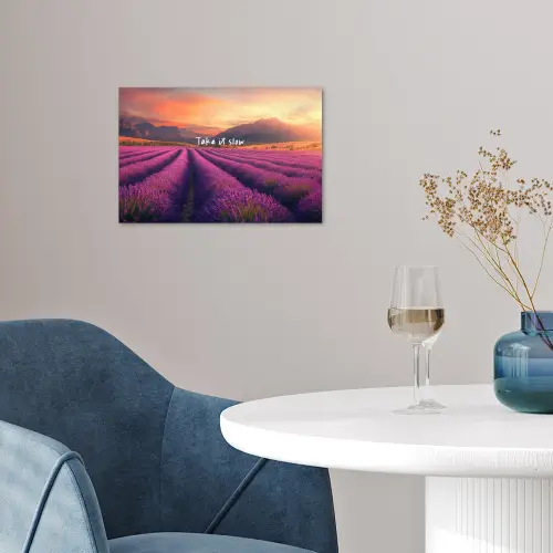 Lavendelveld - Quote - Zonsondergang poster papier klein -sfeer3