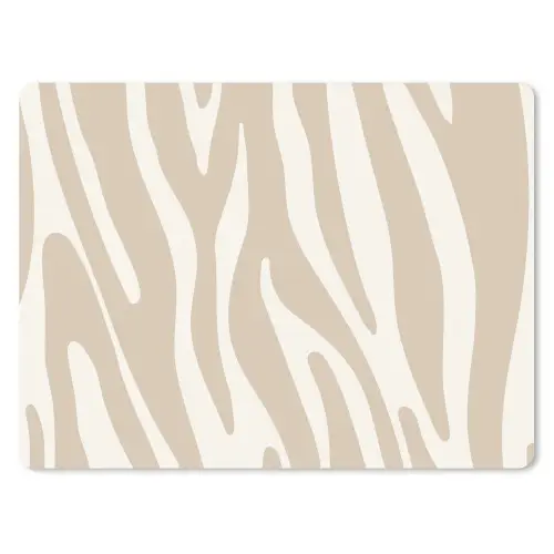 Zebraprint - Beige - Wit - Dierenprint muismat rubber klein -3d