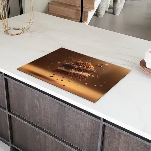 Taart - Chocolade - Eten - Brownie Inductie beschermer vinyl 3mm klein -sfeer8