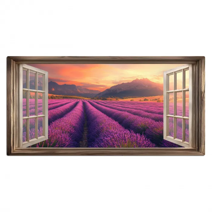 Doorkijk - Lavendel - Landschap - Bloemen - Paars Muismat XXL klein -3d_leeg