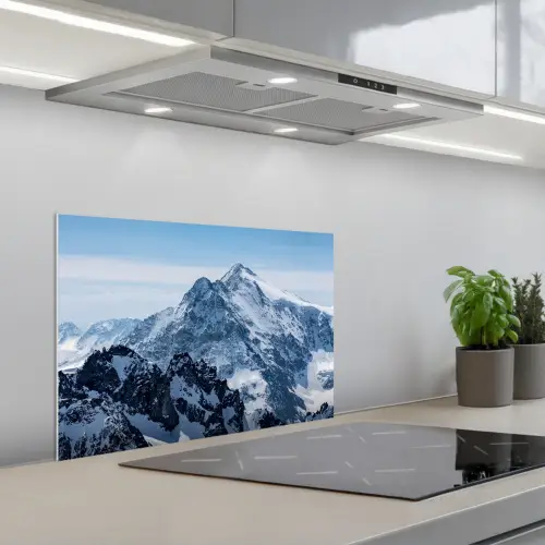 Landschap - Bergen - Sneeuw - Wit keuken achterwand spatscherm klein -3d_schuin