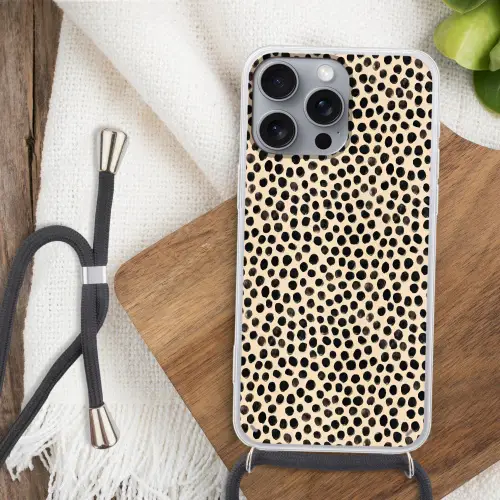 Stippen - Patroon - Zwart Hoesje iPhone 16 Pro Max met koord klein 804 -sfeer4