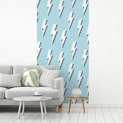 Blauw - Wit - Patroon - Bliksem fotobehang vinyl groot 64 -woonkamer