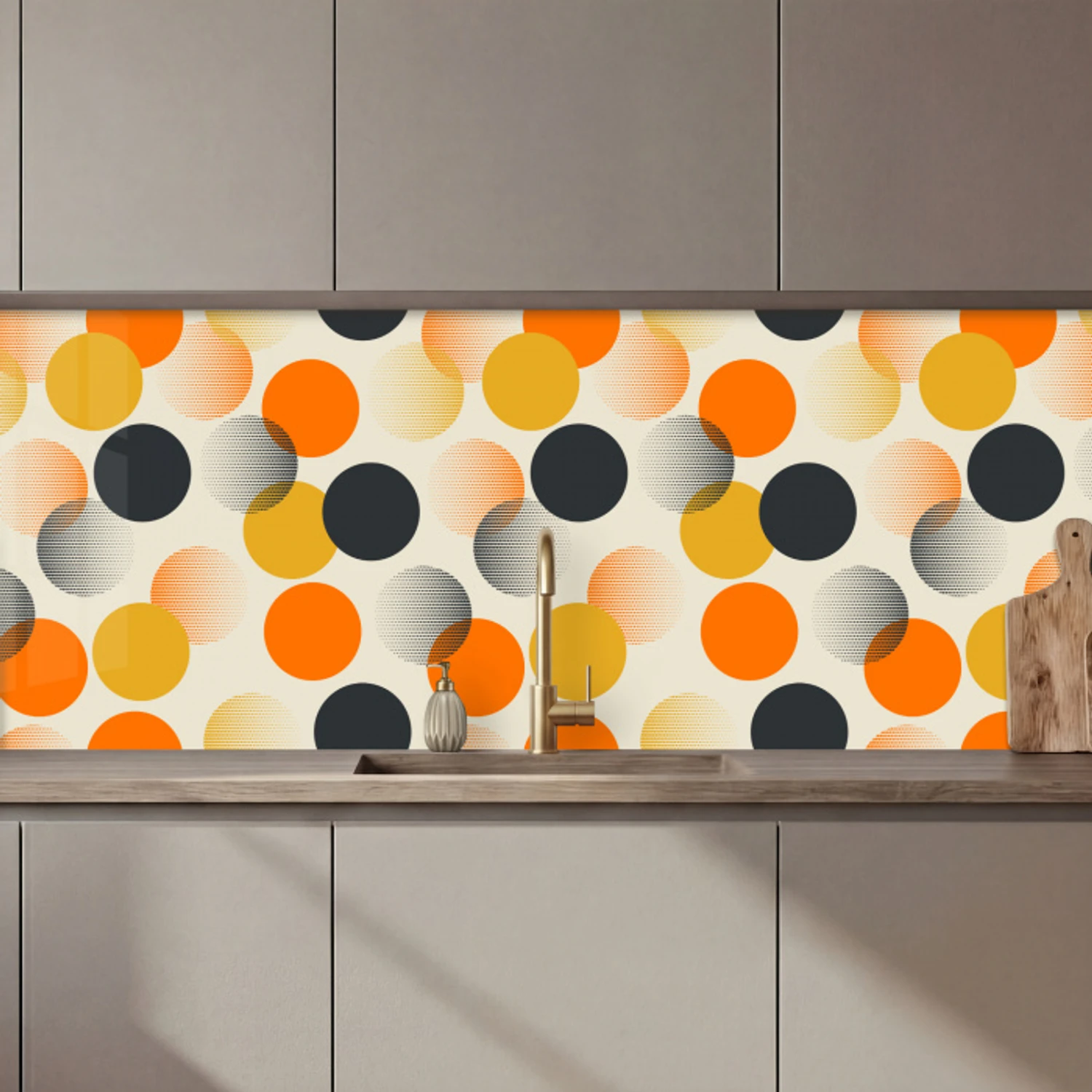 Polkadot - Design - Retro - Oranje keuken achterwand 2 middel 871 zz_3dshopping