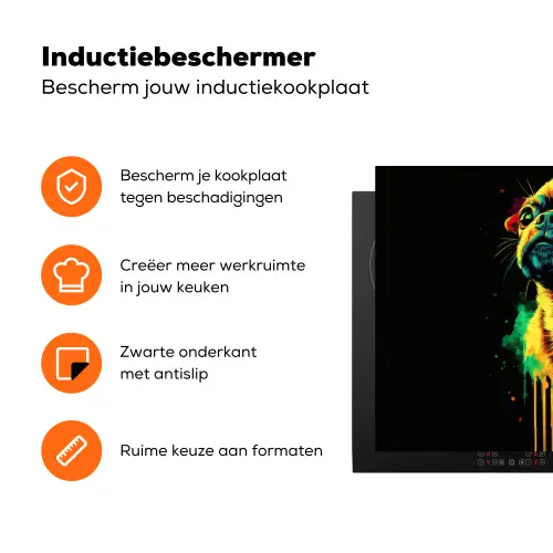 Puck - Hond - Verf - Kleuren Inductie beschermer vinyl 3mm klein -zzzzzzz-td-ups