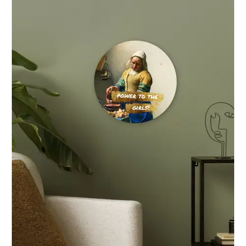 Melkmeisje - Goud - Quotes - Schilderij - Oude meesters Wandcirkel kunststof plaat 5mm dik klein -sfeer3