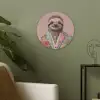 Luiaard - Bloemenprint - Bril - Roze Akoestische PET Vilt - Rond klein -sfeer2