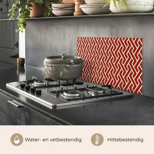 Rood - Beige - Patroon - Lijnen keuken achterwand spatscherm klein 900 -usp_NL